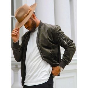 NWT Mens Mason velour bomber jacket olive size small